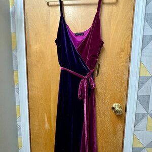 Eloquii Sz 16 Purple and Fuchsia Velvet Wrap Dress